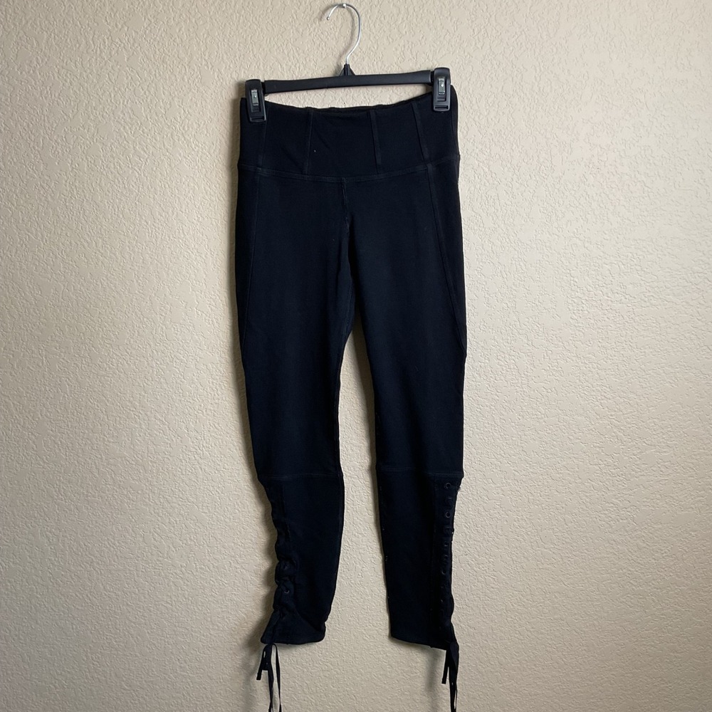 Free People Movement Womens Small‎ Black Pixi Lace Up Legging Activewear Pants